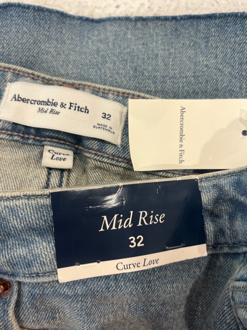 Abercrombie & Fitch Curve Love Mid-rise Light Blue Denim Mini Skirt-Size 32 - Picture 8 of 8